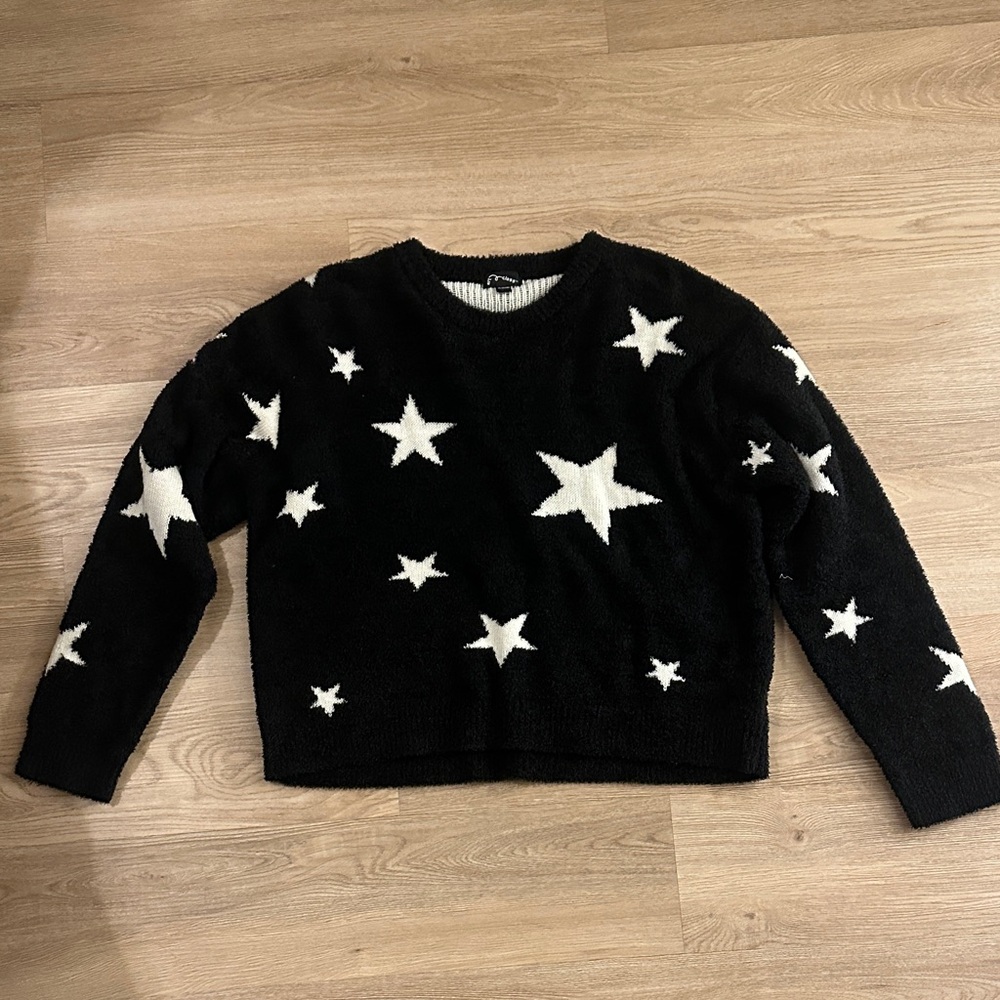 art class Black Sweater with White Star Design